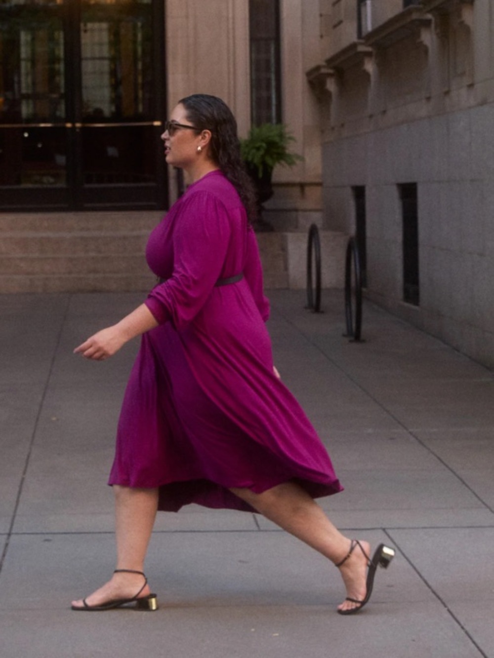NWT Universal Standard Gramercy Liquid Jersey Fuchsia Long Sleeve Midi Dress - Picture 2 of 8